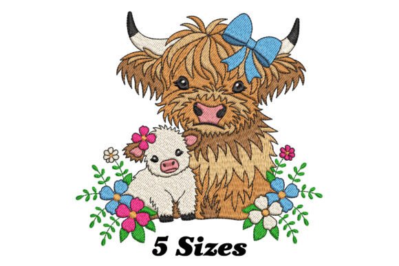 Review: Mom and Baby Highland Cow Embroidery Design